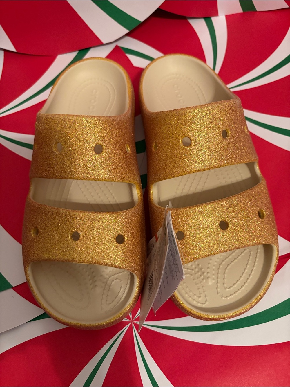 CROCS Men’s and women glitter Slide Sandals in Gold W10-M8